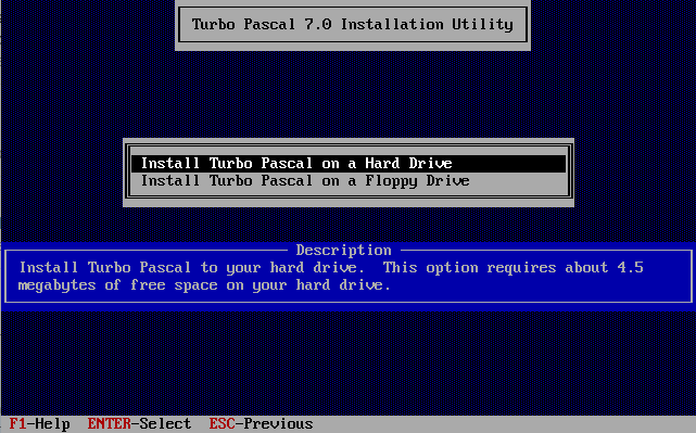 Logiciel - Turbo Pascal 7.0 - Installation du logiciel